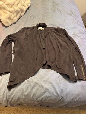 cupcakes & cashmere Black Draped Jacket with Zip Cuff Detail